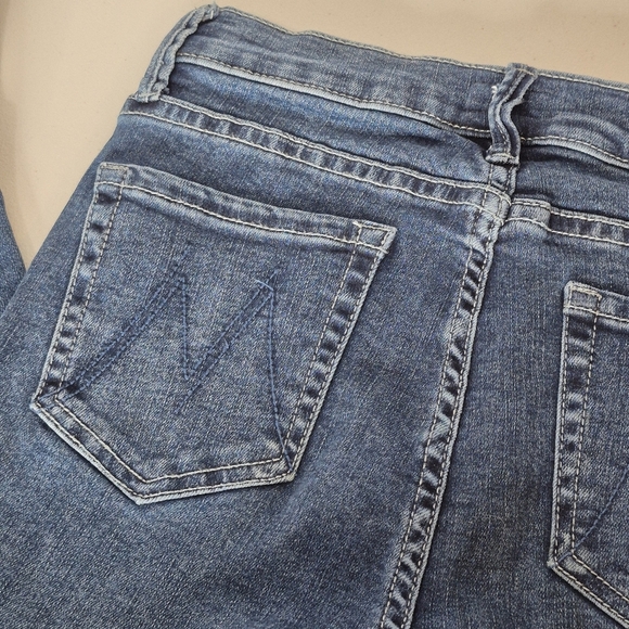 Mother The Insider Crop Step Fray High-Rise Baby Boot Blue Jeans - Size 26 - Picture 10 of 16